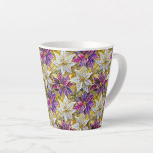 Wit Goud Paars Roze Kerst Poinsettia's Latte Mok