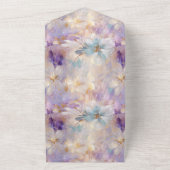 Wit Goud Paarse Blauwe Bloemen All In One Uitnodiging (Buitenkant)