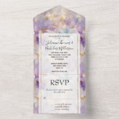 Wit Goud Paarse Blauwe Bloemen All In One Uitnodiging (Binnen)