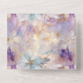 Wit Goud Paarse Blauwe Bloemen All In One Uitnodiging (Achterkant)