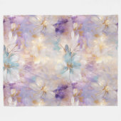 Wit Goud Paarse Blauwe Bloemen Fleece Deken (Voorkant (Horizontaal))