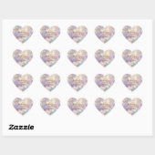 Wit Goud Paarse Blauwe Bloemen Hart Sticker (Vel)