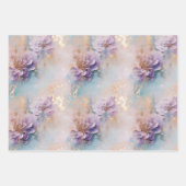Wit Goud Paarse Blauwe Bloemen Inpakpapier Vel (Voorkant 3)