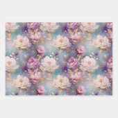 Wit Goud Paarse Blauwe Bloemen Inpakpapier Vel (Voorkant 2)