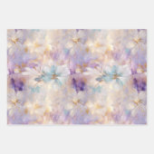 Wit Goud Paarse Blauwe Bloemen Inpakpapier Vel (Voorkant)