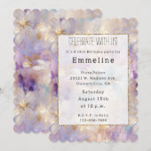 Wit Goud Paarse Blauwe Bloemen Kaart (Voorkant / Achterkant)