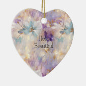 Wit Goud Paarse Blauwe Bloemen Keramisch Ornament (Rechts)