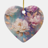 Wit Goud Paarse Blauwe Bloemen Keramisch Ornament (Achterkant)