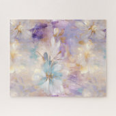 Wit Goud Paarse Blauwe Bloemen Legpuzzel (Horizontaal)
