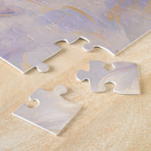Wit Goud Paarse Blauwe Bloemen Legpuzzel (Zijkant)