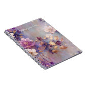 Wit Goud Paarse Bloemen Notitieboek (Rechterzijde)