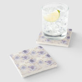 Wit Goud Paarse bloemen Stenen Onderzetter (Zijkant)