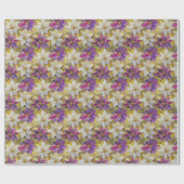 Wit Goud Paarse Roze Kerstmis Poinsettias Cadeaupapier (Vlak)