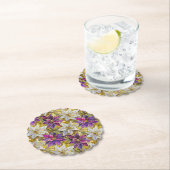 Wit Goud Paarse Roze Kerstmis Poinsettias Kartonnen Onderzetters (Insitu)