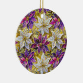 Wit Goud Paarse Roze Kerstmis Poinsettias Keramisch Ornament (Rechts)