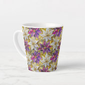 Wit Goud Paarse Roze Kerstmis Poinsettias Latte Mok (Linkerhoek)