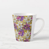 Wit Goud Paarse Roze Kerstmis Poinsettias Latte Mok (Rechts)