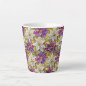 Wit Goud Paarse Roze Kerstmis Poinsettias Latte Mok (Voorkant)