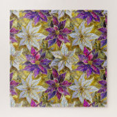 Wit Goud Paarse Roze Kerstmis Poinsettias Legpuzzel (Horizontaal)