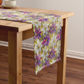 Wit Goud Paarse Roze Kerstmis Poinsettias Medium Tafelloper (Voorbeeld)