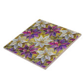 Wit Goud Paarse Roze Kerstmis Poinsettias Tegeltje (Zijkant)