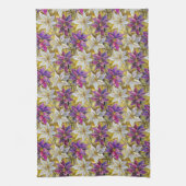 Wit Goud Paarse Roze Kerstmis Poinsettias Theedoek (Verticaal)