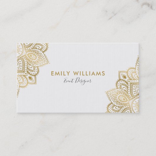 Wit & Goud Paisley Kant Visitekaartje (Voorkant)