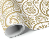 Wit & Goud Paisley Patroon Cadeaupapier (Rol Hoek)