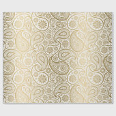 Wit & Goud Paisley Patroon Cadeaupapier (Vlak)