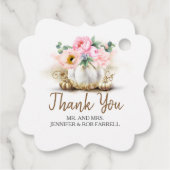 Wit Goud Pompoen Bloemen Moderne Bruiloft Bedankjes Labels (Achterkant)