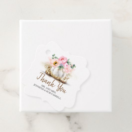 Wit Goud Pompoen Bloemen Moderne Bruiloft Bedankjes Labels (In situ)