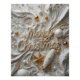 Wit & Goud “Prettig Kerstfeest” Poster
