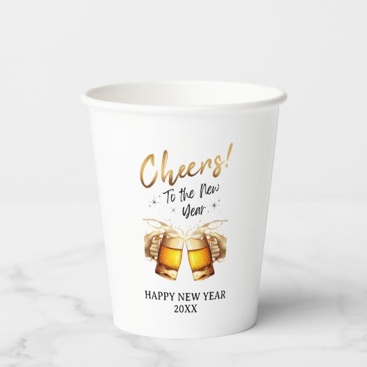 Wit & Goud Proost op New Years Eve Party 2024 Papieren Bekers (Achterkant)