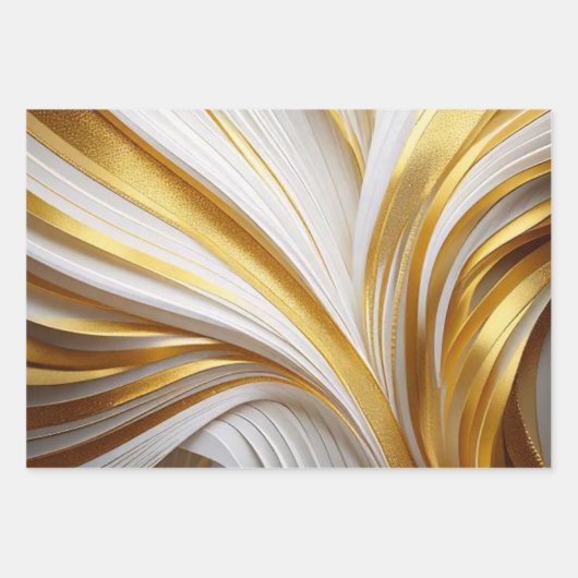 Wit Goud Retro  Inpakpapier Vel (Voorkant 3)