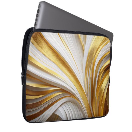Wit Goud Retro Laptop Sleeve (Voorkant Rechts)