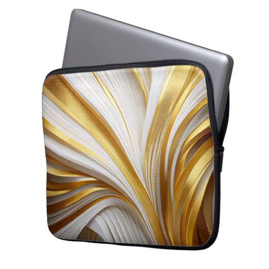 Wit Goud Retro Laptop Sleeve (Voorkant Links)