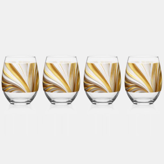 Wit Goud Retro  Wijnglas Zonder Voet (Voorkant)