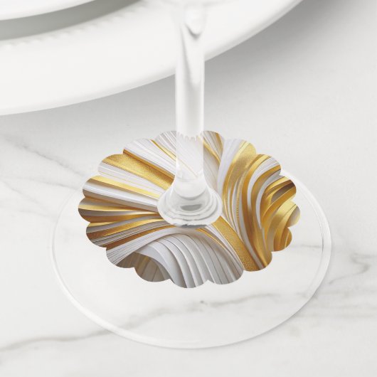 Wit Goud Retro Wijnglaslabel (Dichtbij)