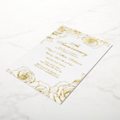 Wit Goud Roos Tuin 50ste bruiloft Jubileum Folie Uitnodiging (Gedraaid)