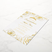 Wit Goud Roos Tuin Quinceanera Folie Uitnodiging (Gedraaid)