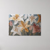 Wit Goud Roze Lelies Textured Abstracte Wandkunst Canvas Afdruk (Voorkant)