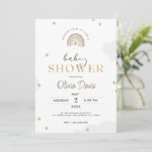 Wit Goud Schattige Regenboog Baby shower Kaart (Staand voorkant)