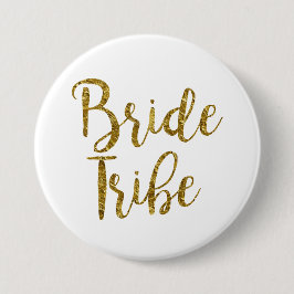 Wit & Goud Schrift Bride Tribe Knop Ronde Button 7,6 Cm