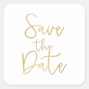 Wit & Goud Schrift Type SAVE THE DATE Sticker
