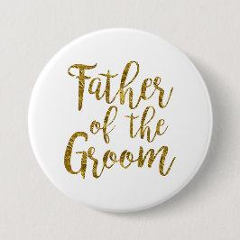 Wit & Goud Schrift Vader van de Bruidegom Knoopje Ronde Button 7,6 Cm