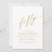 Wit & Goud Script | Delicate Luxe 50ste verjaardag Kaart (Voorkant)