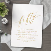 Wit & Goud Script | Delicate Luxe 50ste verjaardag Kaart
