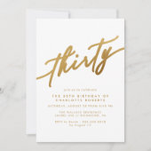 Wit & Goud Script | Eenvoudige elegante 30e verjaa Kaart (Voorkant)