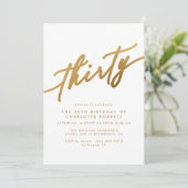 Wit & Goud Script | Eenvoudige elegante 30e verjaa Kaart (Staand voorkant)