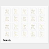 Wit & Goud Script Type SAVE THE DATE Sticker (Vel)